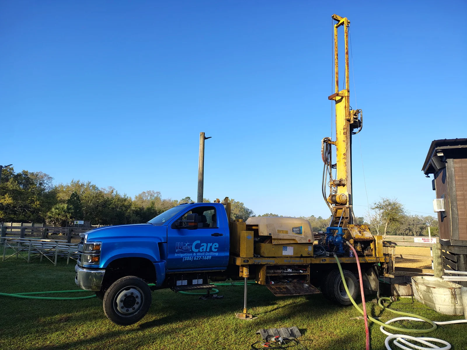 WaterCare truck mounted well drilling rig operating on a Northeast Florida job site
